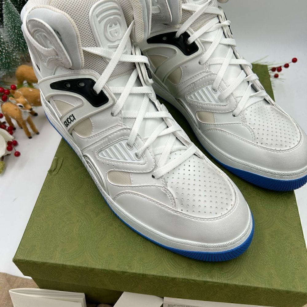 Men’s Gucci basket GG Supreme high top sneakers size 11.5 made in Italy - Picture 3 of 11